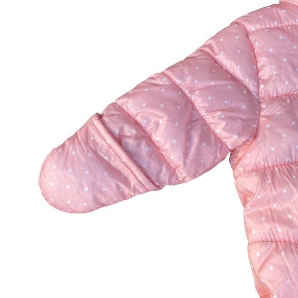 Old Navy Baby Polka Dot Quilted Snowsuit Sz 6-12mos Pink One-Piece Winter Girly - Picture 6 of 13